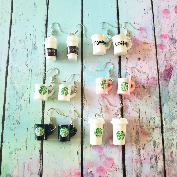 Jewelry - 6 Pairs Starbucks Coffee Cup Earrings Set! ☕